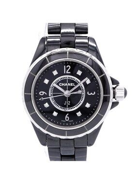 Chanel Diamond Black Dial Watch